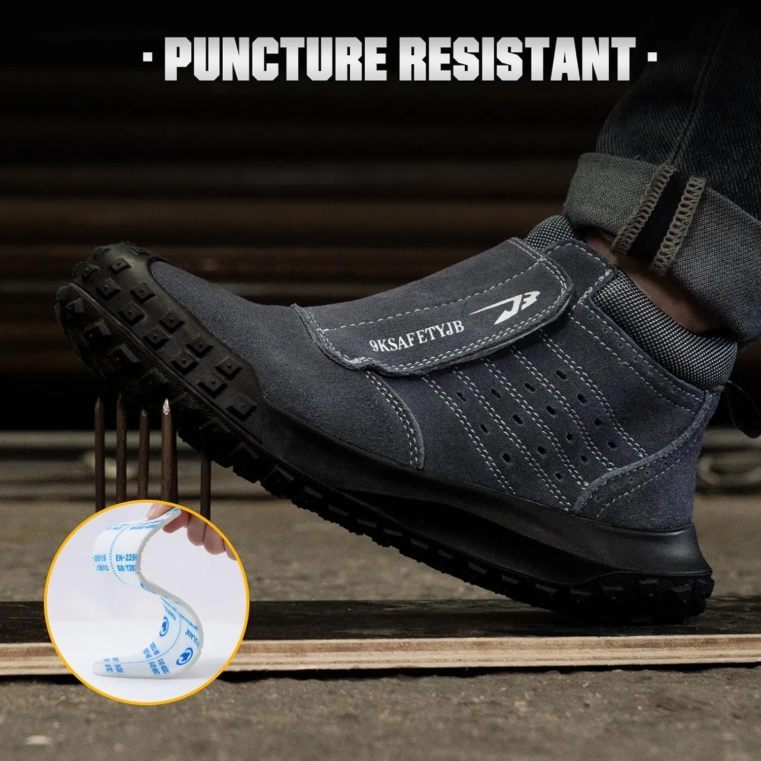 Welding Work Boots for Men Slip on Steel Toe Shoes for Men Soft Comfortable Safety Boots Mens Work Boots Indestructible Puncture Proof Construction Boots for Men Safety Toe Footwear for Welder
