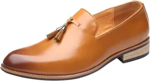 Wide Toe Box Dress Shoes for Men Fashion Style Men's Breathable Tassel Comfortable Business Slip On Work Leisure Solid Color Leather Shoes Men's Business Casual Shoes Size 15