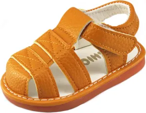 WILLFUN Baby Boy Girl Summer Infant Squeaky Sandals Premium Rubber Sole Closed-Toe Non-Slip Shoes Toddler First Walkers