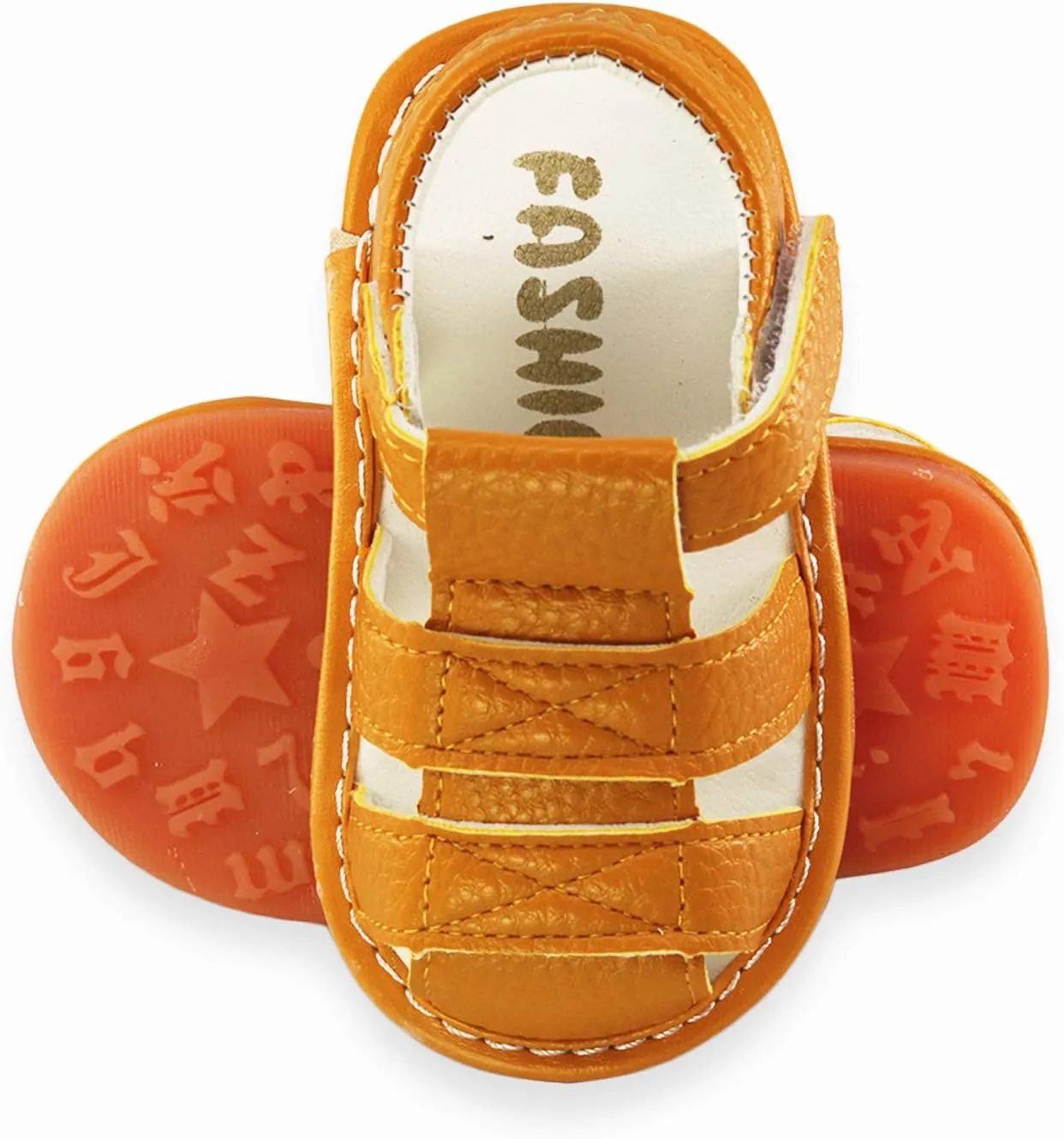 WILLFUN Baby Boy Girl Summer Infant Squeaky Sandals Premium Rubber Sole Closed-Toe Non-Slip Shoes Toddler First Walkers