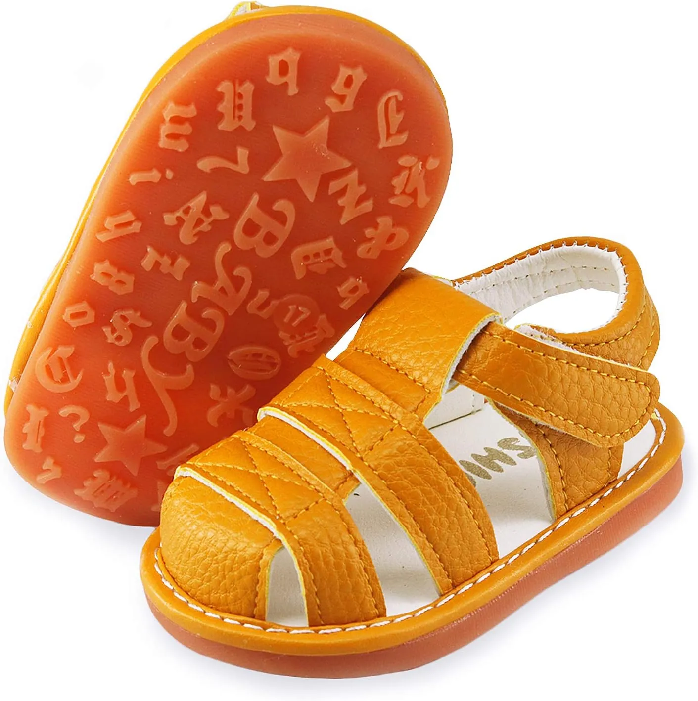 WILLFUN Baby Boy Girl Summer Infant Squeaky Sandals Premium Rubber Sole Closed-Toe Non-Slip Shoes Toddler First Walkers