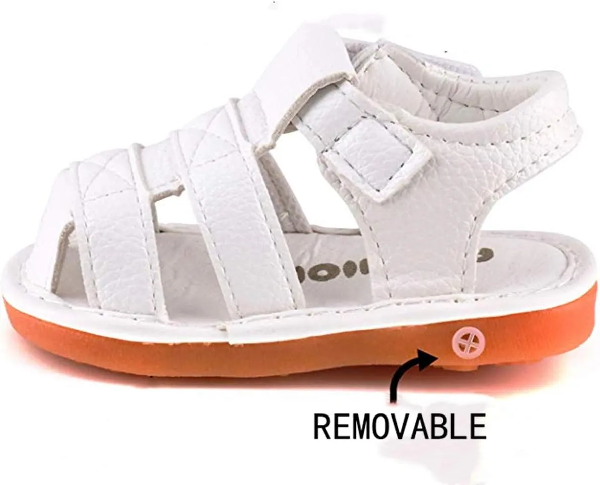 WILLFUN Baby Boy Girl Summer Infant Squeaky Sandals Premium Rubber Sole Closed-Toe Non-Slip Shoes Toddler First Walkers