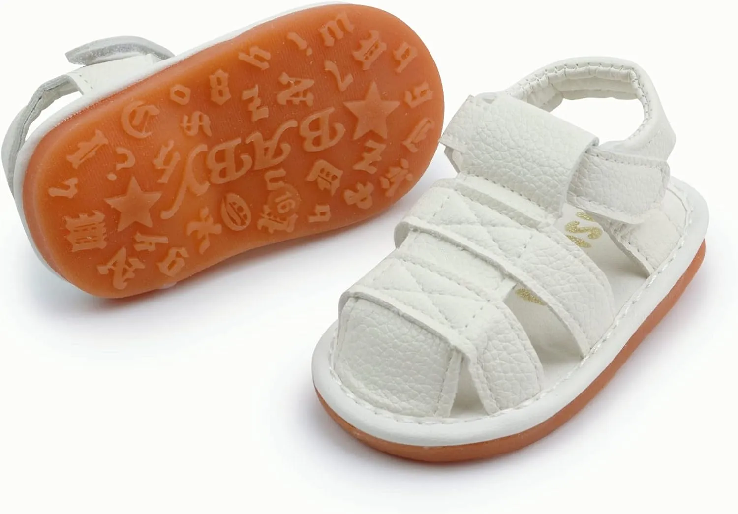 WILLFUN Baby Boy Girl Summer Infant Squeaky Sandals Premium Rubber Sole Closed-Toe Non-Slip Shoes Toddler First Walkers