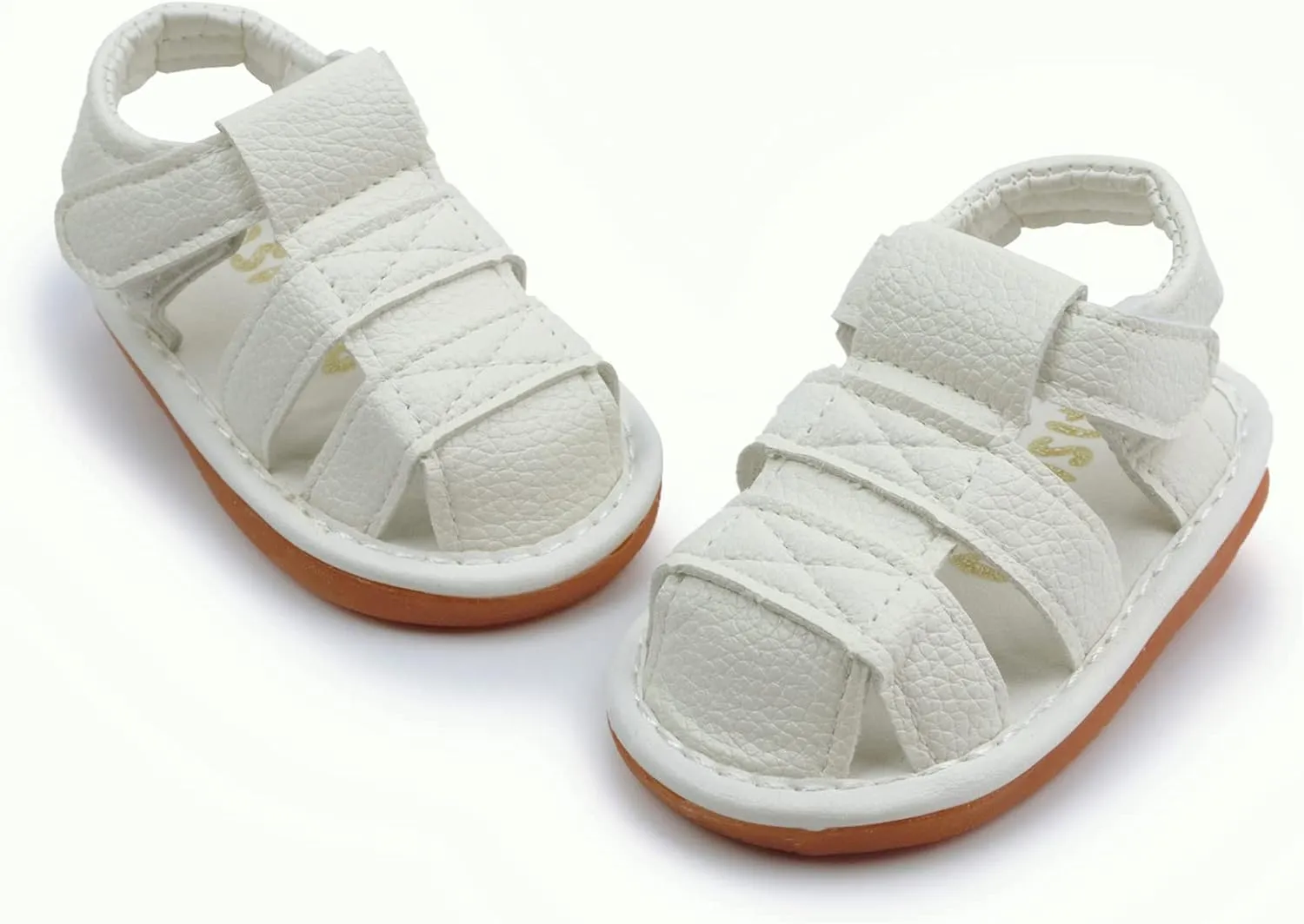 WILLFUN Baby Boy Girl Summer Infant Squeaky Sandals Premium Rubber Sole Closed-Toe Non-Slip Shoes Toddler First Walkers