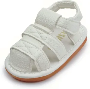 WILLFUN Baby Boy Girl Summer Infant Squeaky Sandals Premium Rubber Sole Closed-Toe Non-Slip Shoes Toddler First Walkers