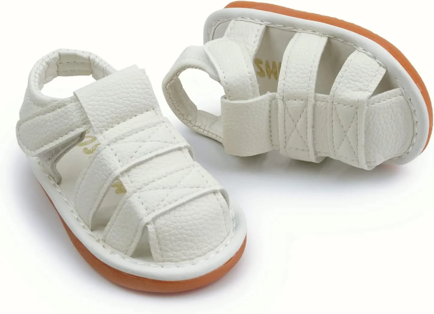 WILLFUN Baby Boy Girl Summer Infant Squeaky Sandals Premium Rubber Sole Closed-Toe Non-Slip Shoes Toddler First Walkers