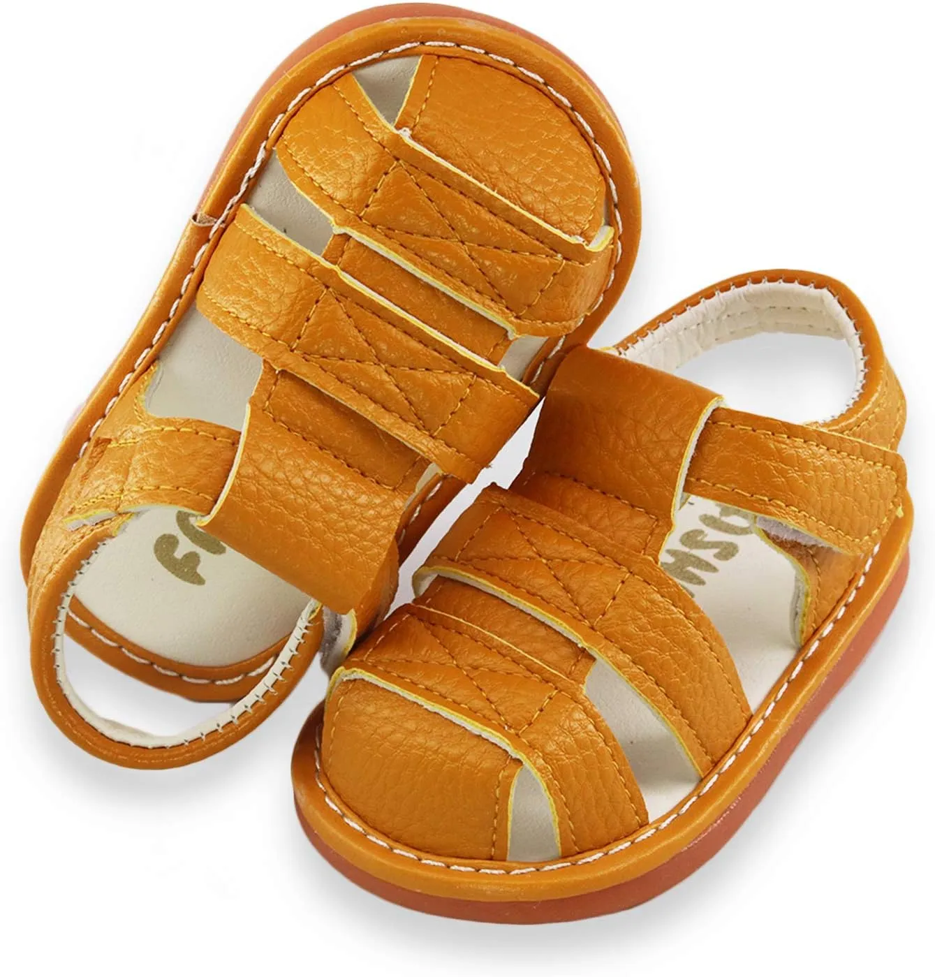 WILLFUN Baby Boy Girl Summer Infant Squeaky Sandals Premium Rubber Sole Closed-Toe Non-Slip Shoes Toddler First Walkers
