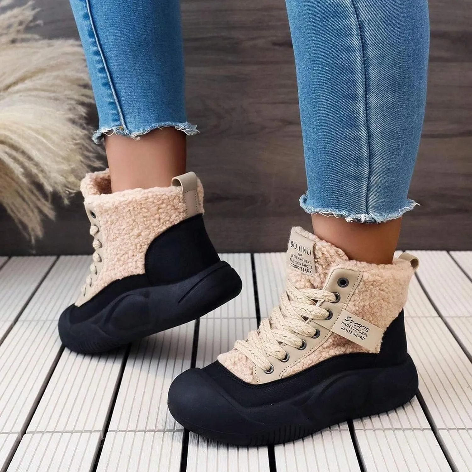 Winter Velvet Cotton Shoes - Thick Sole Casual Snow White Mens Shoes