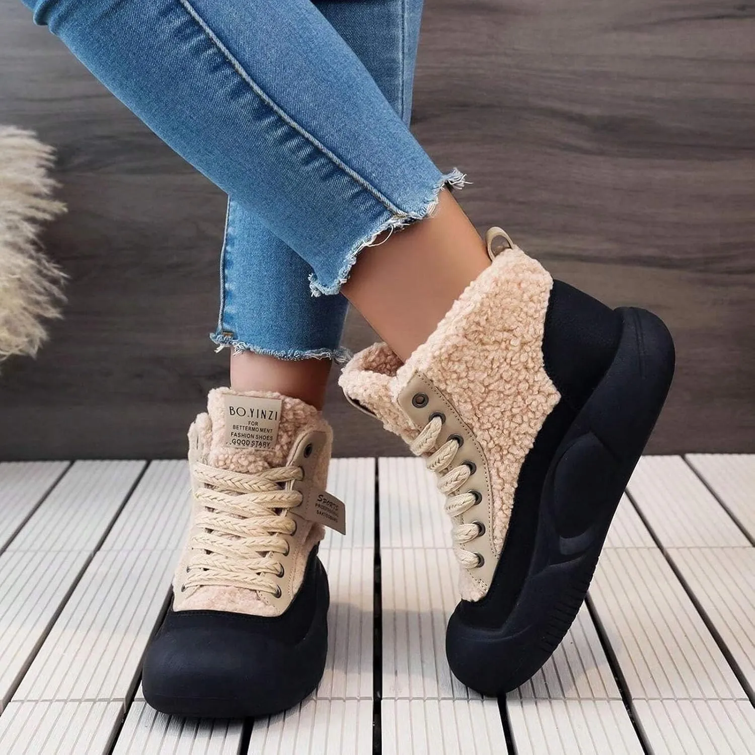 Winter Velvet Cotton Shoes - Thick Sole Casual Snow White Mens Shoes