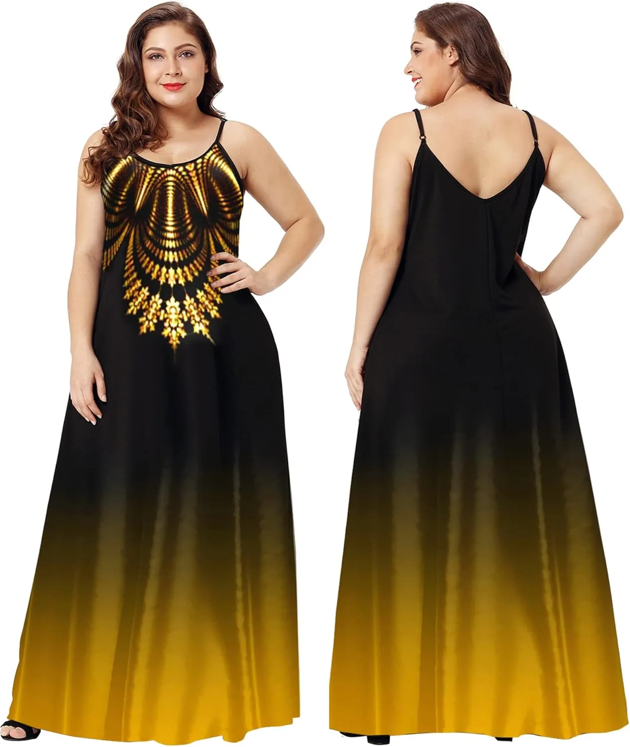 Wolddress Womens 2025 Casual Sleeveless Sundress Plus Size Loose Plain Long Summer Beach Maxi Dress with Pockets S-5X