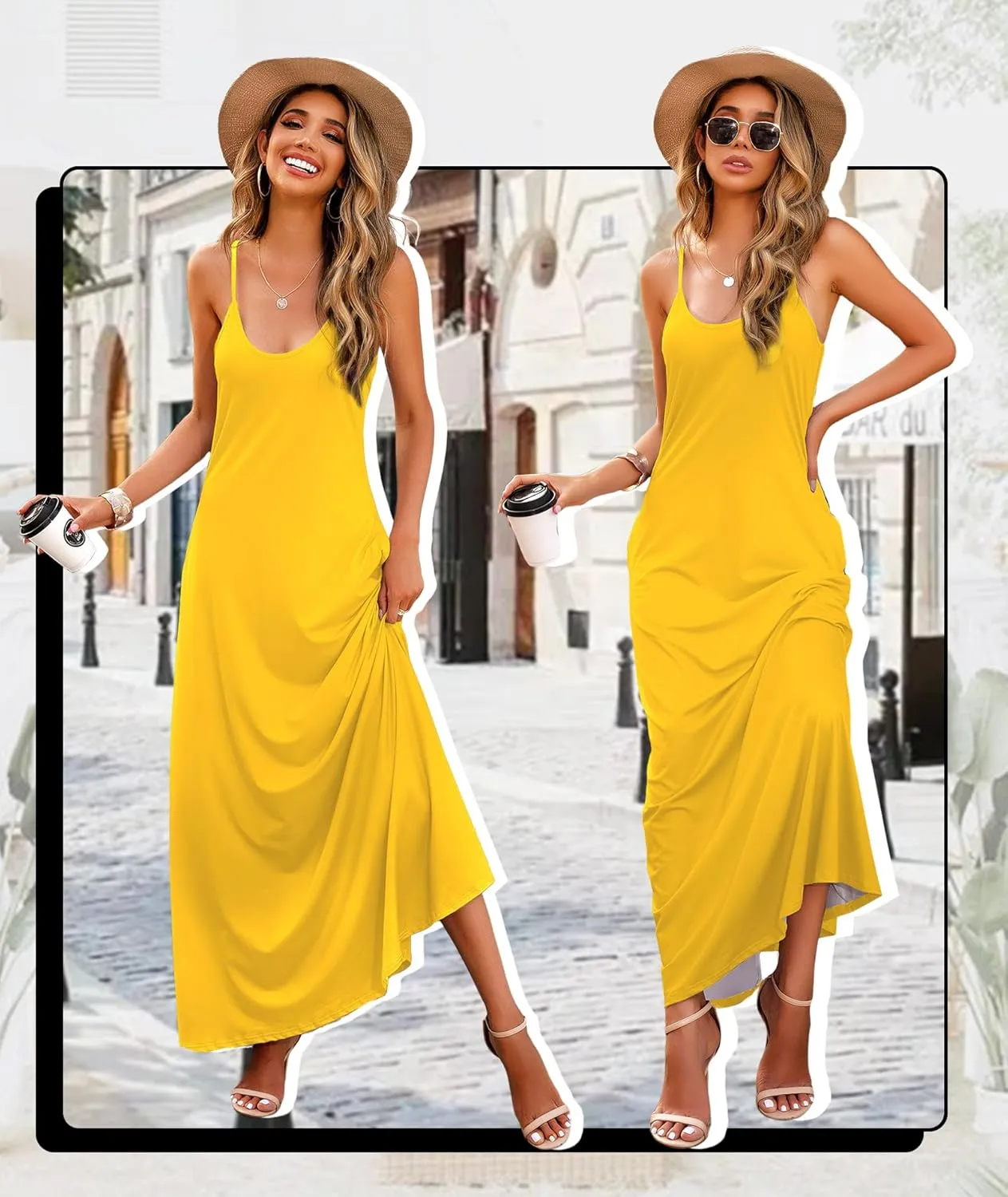 Wolddress Womens 2025 Casual Sleeveless Sundress Plus Size Loose Plain Long Summer Beach Maxi Dress with Pockets S-5X