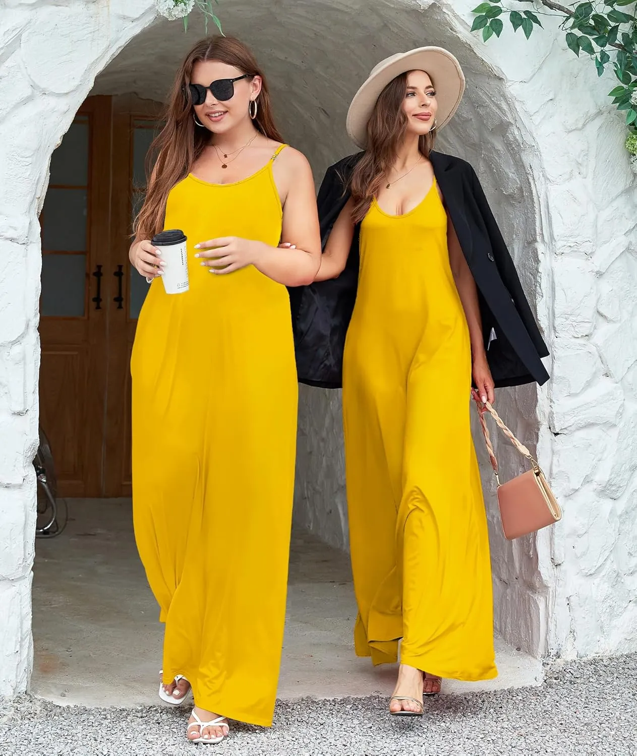 Wolddress Womens 2025 Casual Sleeveless Sundress Plus Size Loose Plain Long Summer Beach Maxi Dress with Pockets S-5X