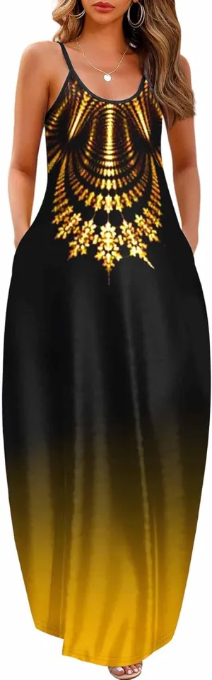 Wolddress Womens 2025 Casual Sleeveless Sundress Plus Size Loose Plain Long Summer Beach Maxi Dress with Pockets S-5X