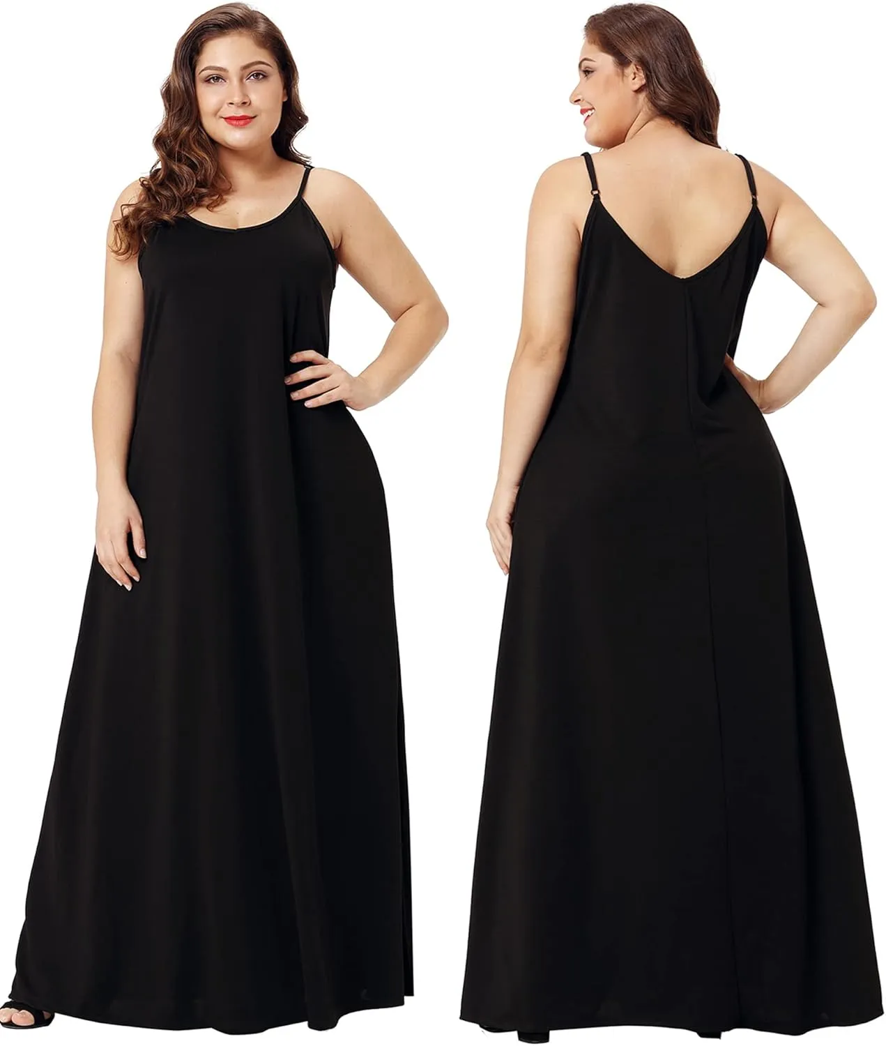 Wolddress Womens 2025 Casual Sleeveless Sundress Plus Size Loose Plain Long Summer Beach Maxi Dress with Pockets S-5X