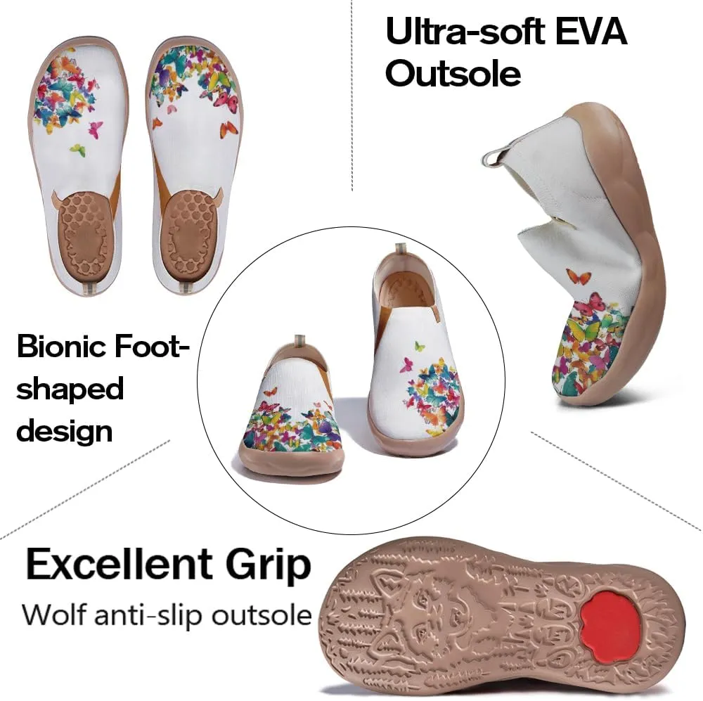 Women Artistic Painting Slip On Travel Shoes Breathable Comfort Walking Loafers Lightweight Arch Support Outdoor Footwear