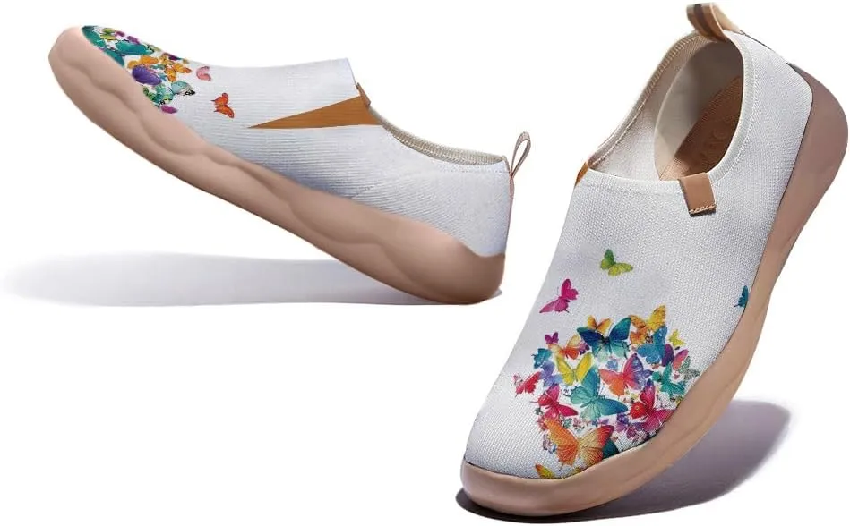 Women Artistic Painting Slip On Travel Shoes Breathable Comfort Walking Loafers Lightweight Arch Support Outdoor Footwear