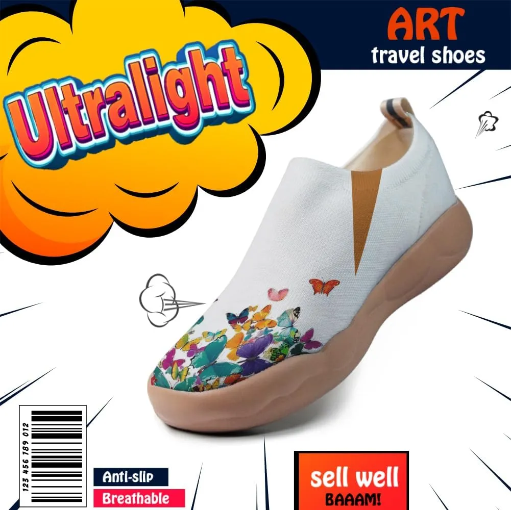 Women Artistic Painting Slip On Travel Shoes Breathable Comfort Walking Loafers Lightweight Arch Support Outdoor Footwear