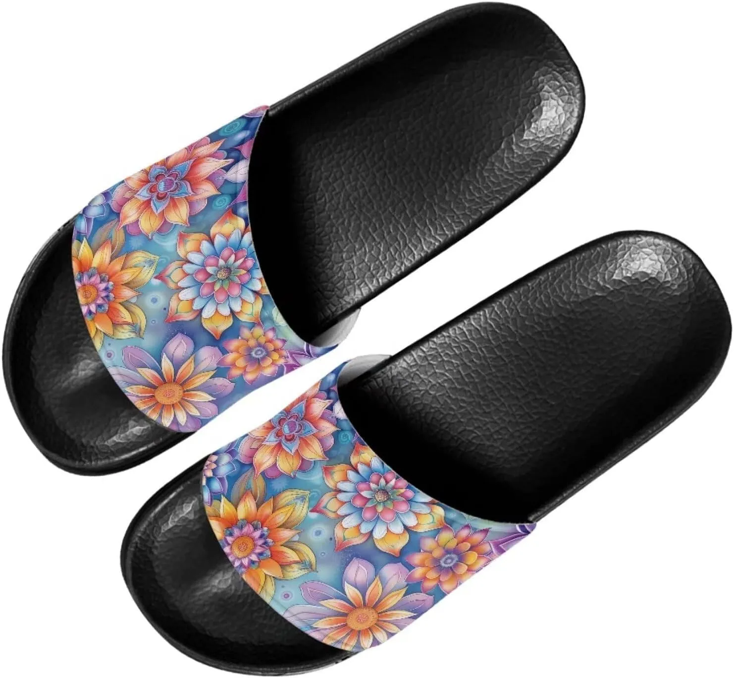 Women Beach Slippers Open Toe Non Slip Sandals Lightweight Quick Drying Flat Sandals Soft Sole Bathroom Shoes