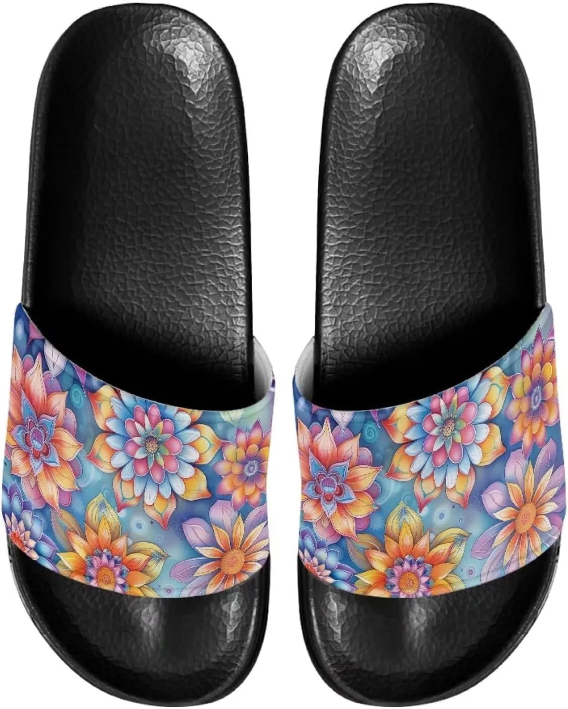 Women Beach Slippers Open Toe Non Slip Sandals Lightweight Quick Drying Flat Sandals Soft Sole Bathroom Shoes