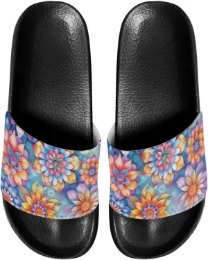 Women Beach Slippers Open Toe Non Slip Sandals Lightweight Quick Drying Flat Sandals Soft Sole Bathroom Shoes
