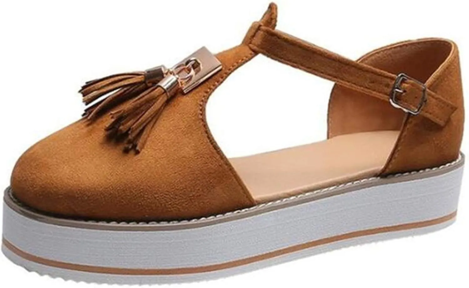 Women Flat Shoes Summer Tassel Shoes Solid Color Thick Bottom Women's Sandals Fashion Tassel Casual Style Lady Beach Slippers,Brown,11