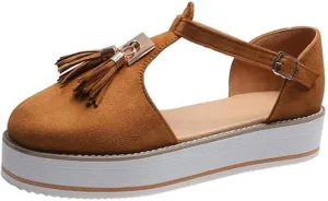 Women Flat Shoes Summer Tassel Shoes Solid Color Thick Bottom Women's Sandals Fashion Tassel Casual Style Lady Beach Slippers,Brown,11