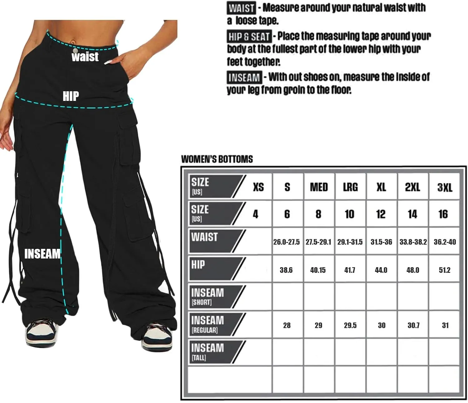 Women Y2k High Waisted Straight Leg Relaxed Fit Cargo Pants with 6 Pockets Streetwear Concert Dance Outfit
