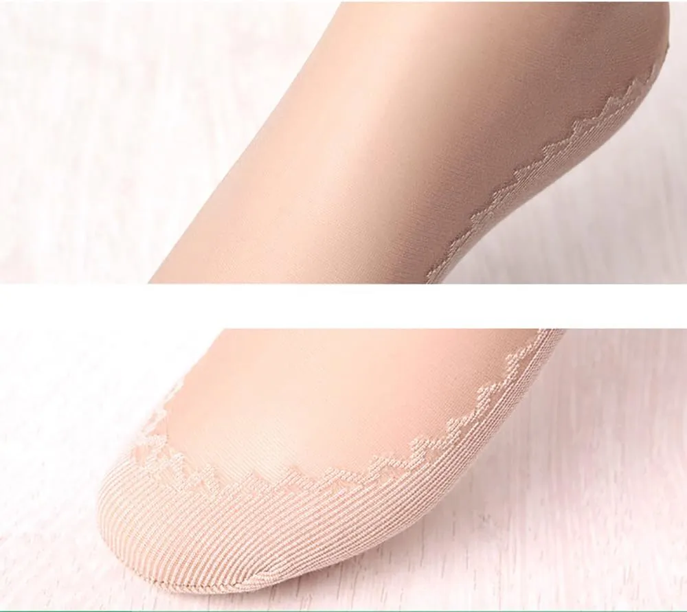 Women's 6 Pairs Silky Anti-Slip Cotton Sole Sheer Ankle High Tights Hosiery Socks Reinforced Toe