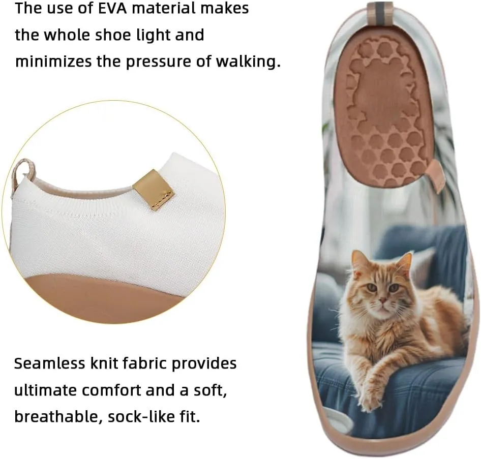 Women's Art Painted Knitted Loafers Fashion Travel Slip On Shoes Lightweight Comfort Walking Sneakers