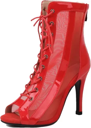 Women's Ballroom Dance Shoes - Leather High Top Salsa Tango Boots