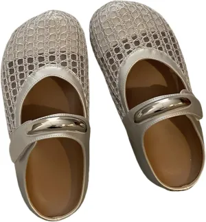 Womens Baotou Slippers Fashion Hollow Non-Slip Breathable Flat Braided Shoes Memory Foam Summer Closed Toe Dressy Footwear,Casual Trendy Comfortable Light-Weight Walking Shoes for Women