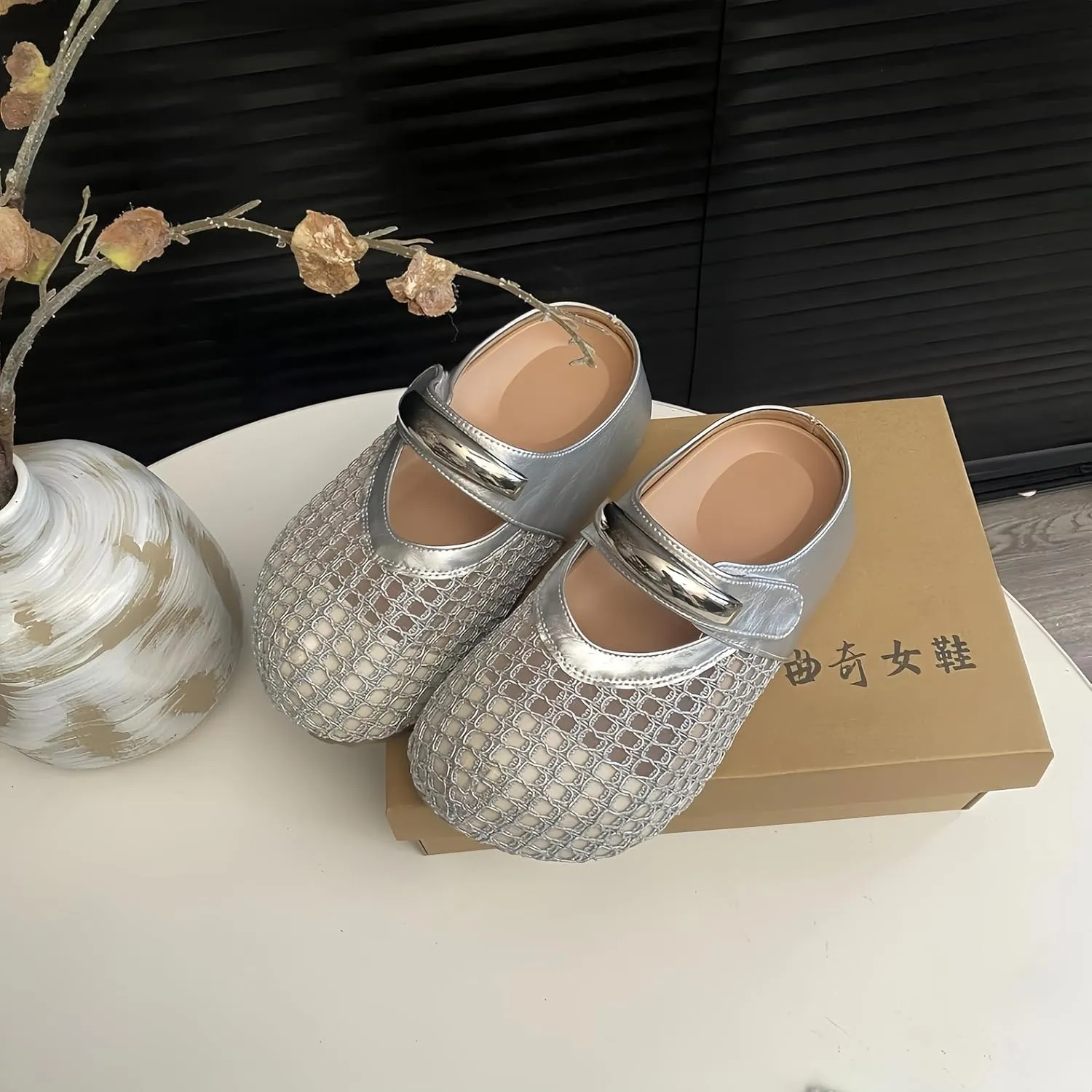 Womens Baotou Slippers Fashion Hollow Non-Slip Breathable Flat Braided Shoes Memory Foam Summer Closed Toe Dressy Footwear,Casual Trendy Comfortable Light-Weight Walking Shoes for Women