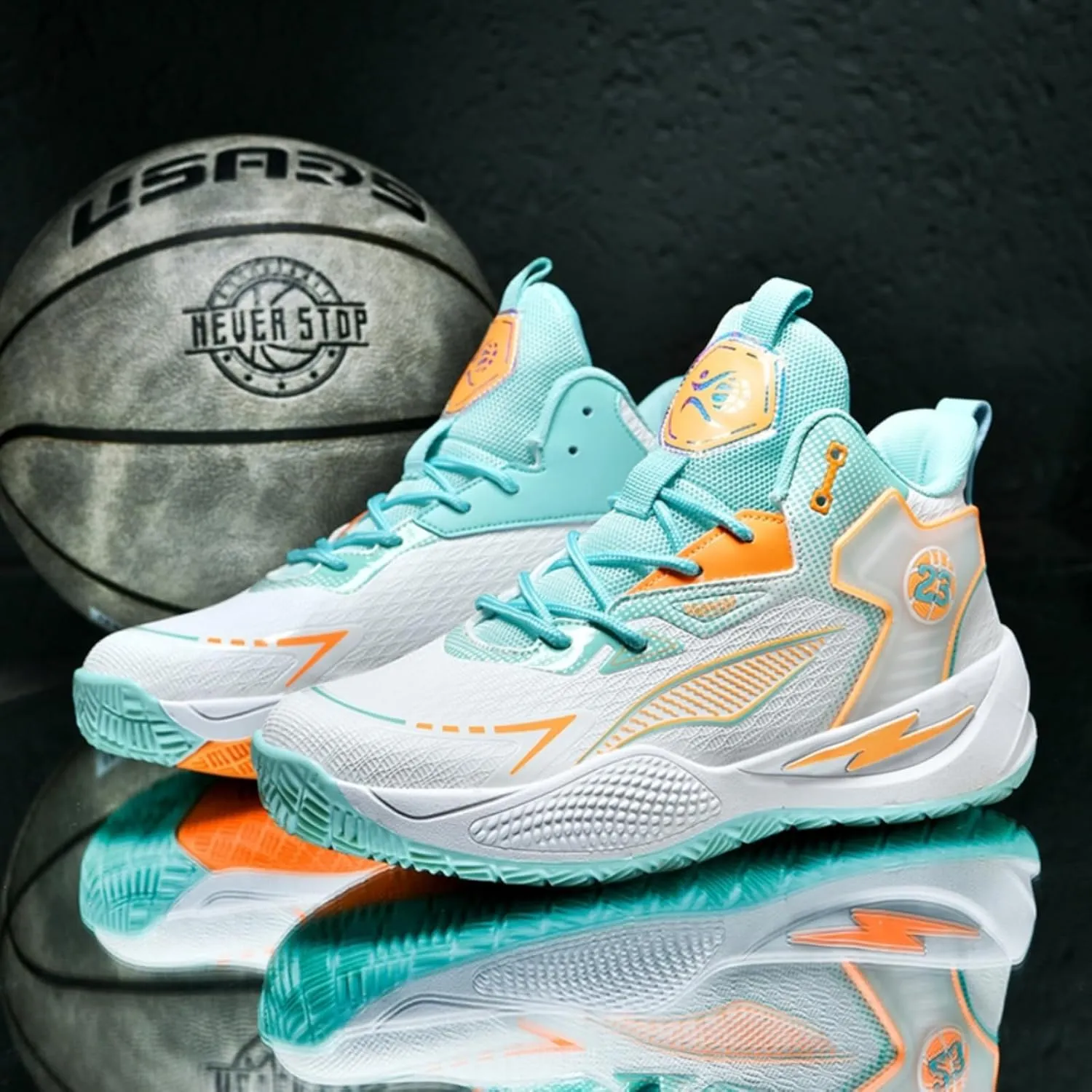Womens Breathable Mesh Lace Up Basketball Shoes Fashion High Top Non-Slip Running Sneakers Casual Athletic Tennis Walking Sport Shoes