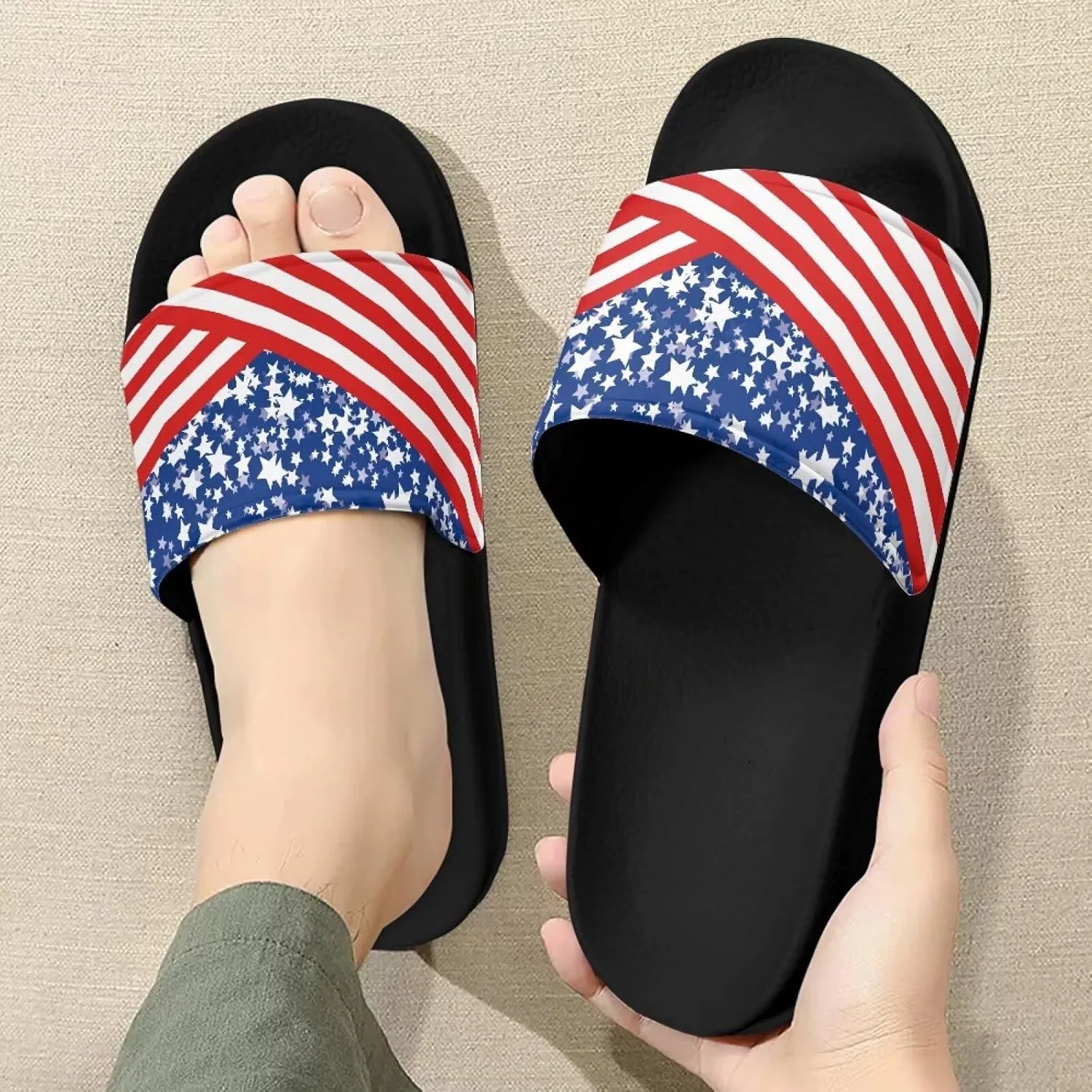 Women's Casual Slide Sandals, Soft Sole Non-Slip Open Toe EVA Flat Sandals Bathroom Shower Sandal