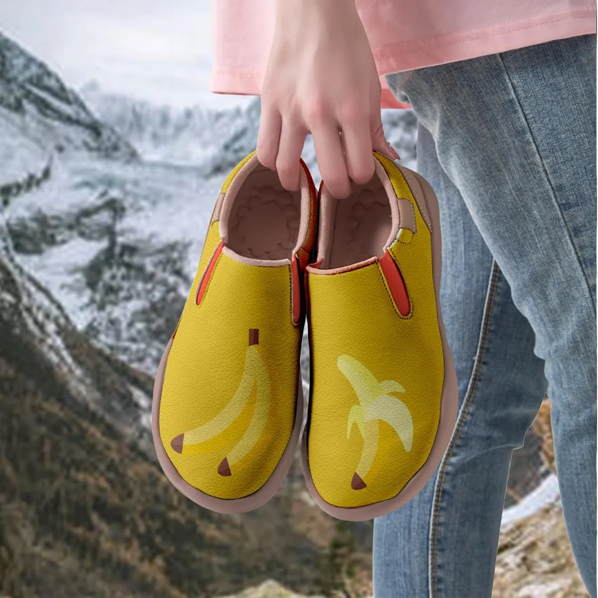 Women’s Casual Travel Shoe - Loafers Slip On Fruit Art Painted Sneakers Comfort Breathe Walking Shoes