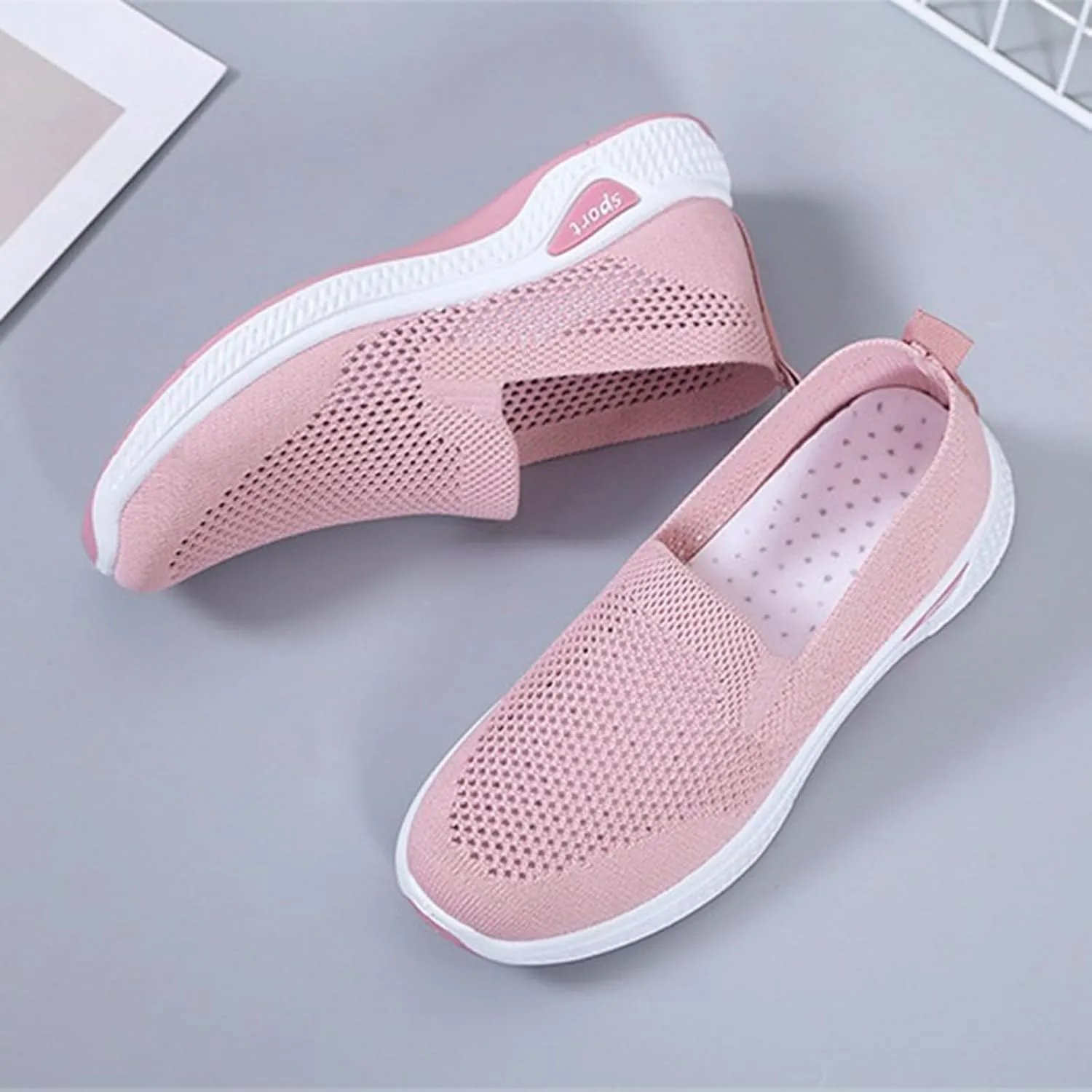 Women's Cloth Shoes Summer Mesh Breathable Slip On Shallow Mouth Soft Sole Women's Minimalist Shoes Men Casual