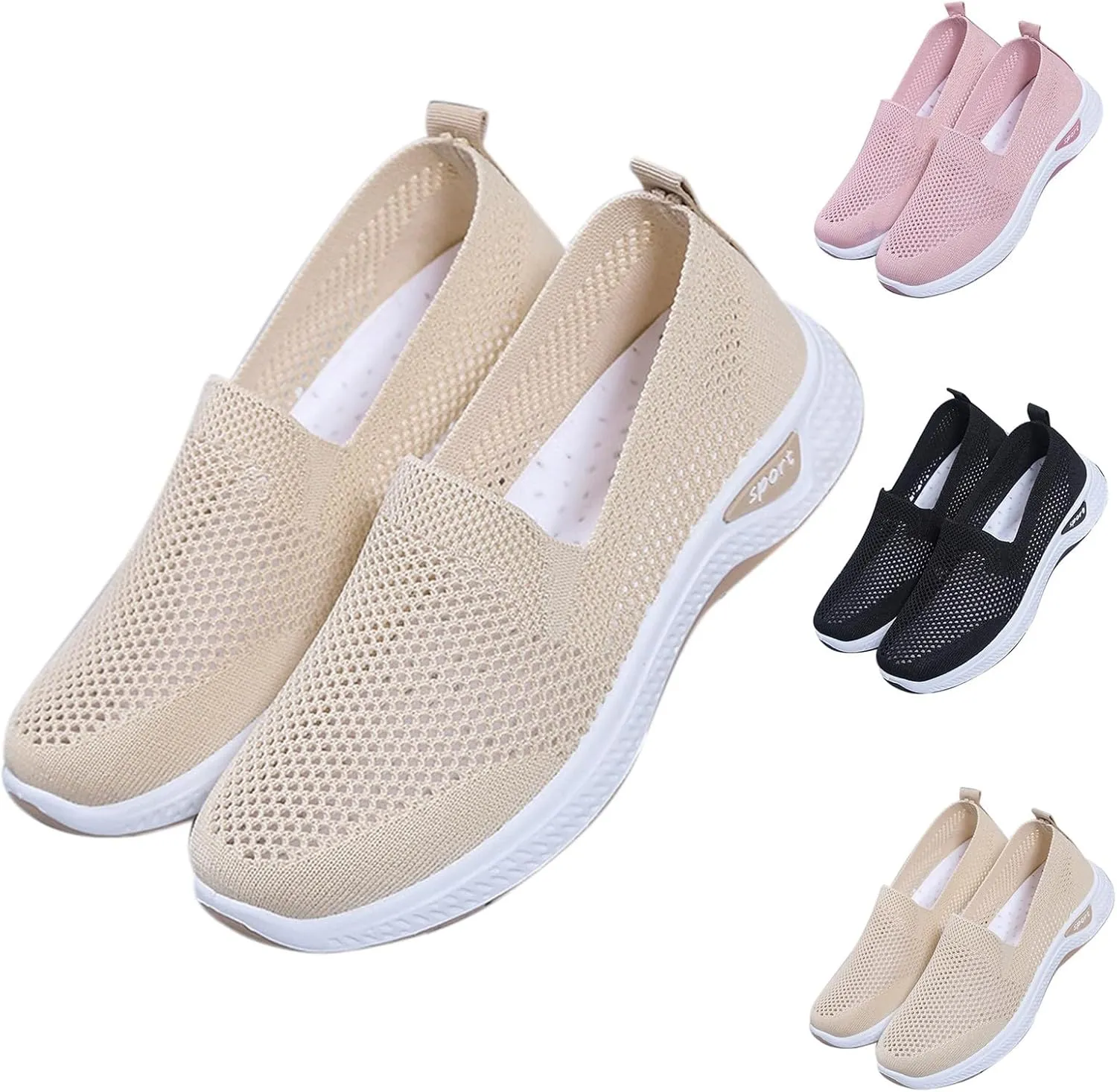 Women's Cloth Shoes Summer Mesh Breathable Slip On Shallow Mouth Soft Sole Women's Minimalist Shoes Men Casual