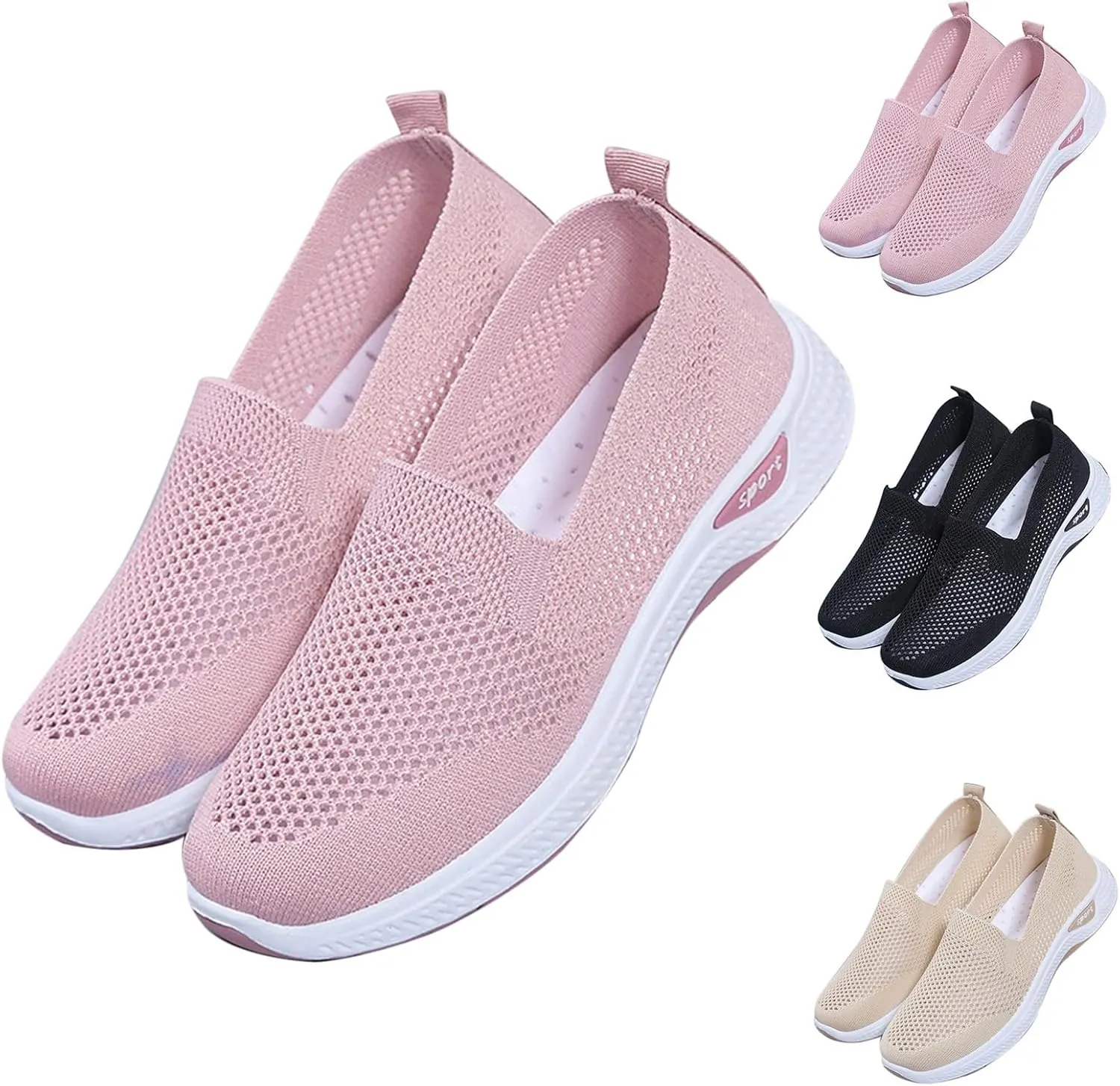 Women's Cloth Shoes Summer Mesh Breathable Slip On Shallow Mouth Soft Sole Women's Minimalist Shoes Men Casual