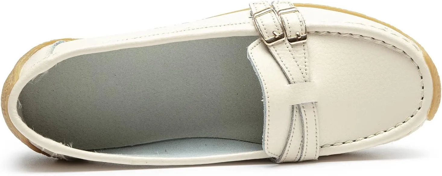 Women's Comfort Leather Loafers Casual Wild Driving Flats Anti-Collision Moccasins Soft Daily Walking Shoes