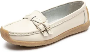 Women's Comfort Leather Loafers Casual Wild Driving Flats Anti-Collision Moccasins Soft Daily Walking Shoes
