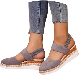 Women's Comfy Wedge Heel Sandals, Womens Closed Toe Espadrilles Platform Wedge Ankle Strap Sandals Comfortable Anti Slip Beach Casual Shoes