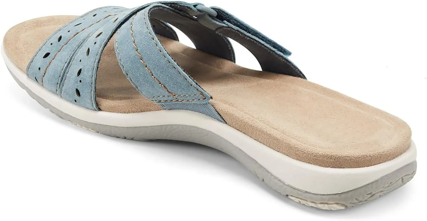 Womens Flat Sandals Summer Arch Support Orthopedic Comfort Plantar Fasciitis Soft Cushion Slippers Straps Breathable Slip on Comfortable Walking Slides