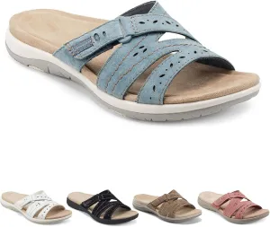 Womens Flat Sandals Summer Arch Support Orthopedic Comfort Plantar Fasciitis Soft Cushion Slippers Straps Breathable Slip on Comfortable Walking Slides