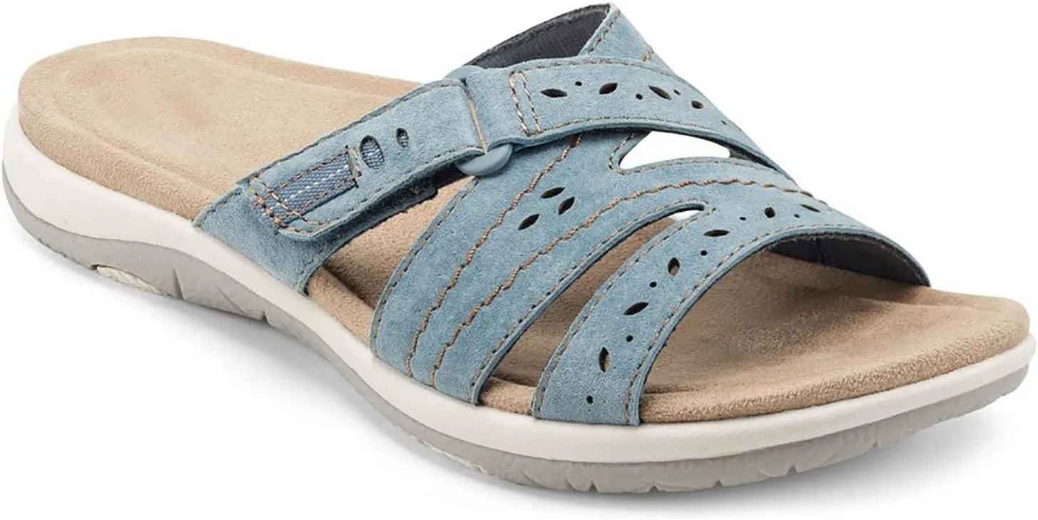 Womens Flat Sandals Summer Arch Support Orthopedic Comfort Plantar Fasciitis Soft Cushion Slippers Straps Breathable Slip on Comfortable Walking Slides