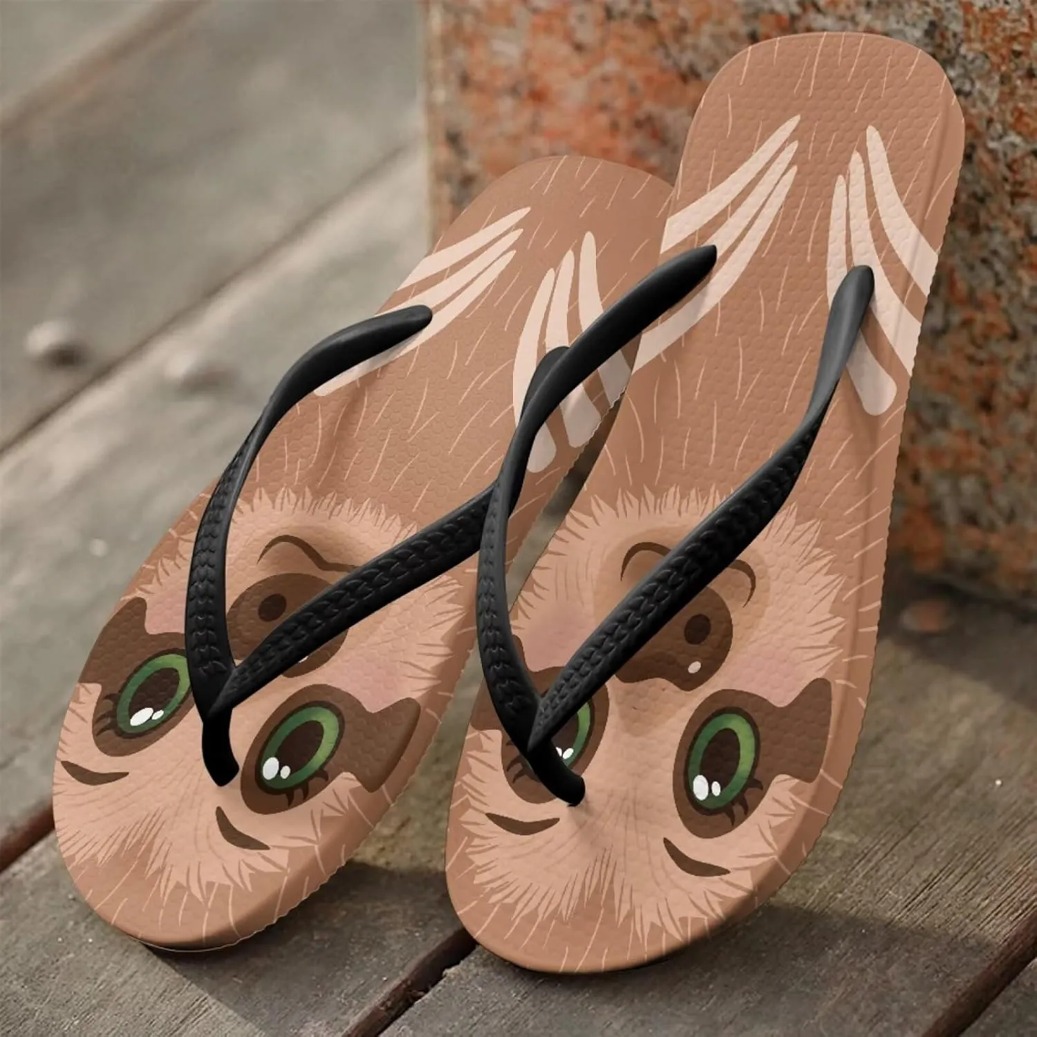 Women's Flip-Flops Cartoon Animal Pattern Slippers Women's Casual Beach Sandals Soft & Comfortable Sole