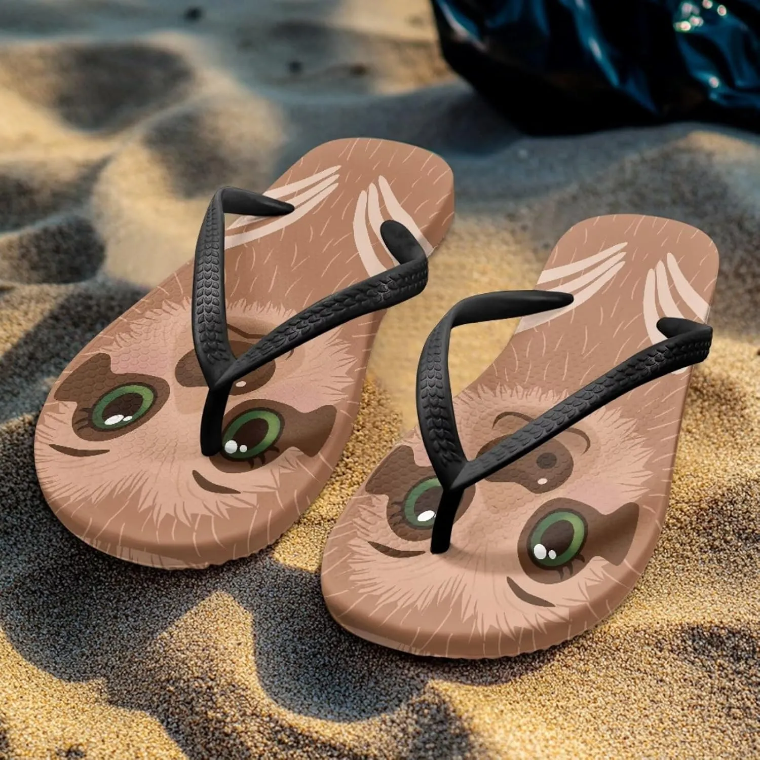 Women's Flip-Flops Cartoon Animal Pattern Slippers Women's Casual Beach Sandals Soft & Comfortable Sole
