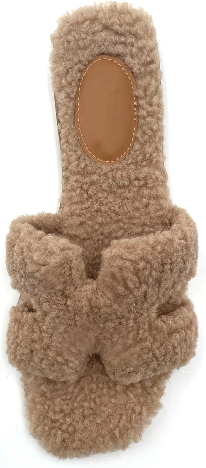 Women's Furry Slippers: Versatile Indoor/Outdoor Slippers with Plush Cotton Upper and Soft Sole - Perfect for Parties, Gatherings, Casual Wear, Vacations, and Beach Days
