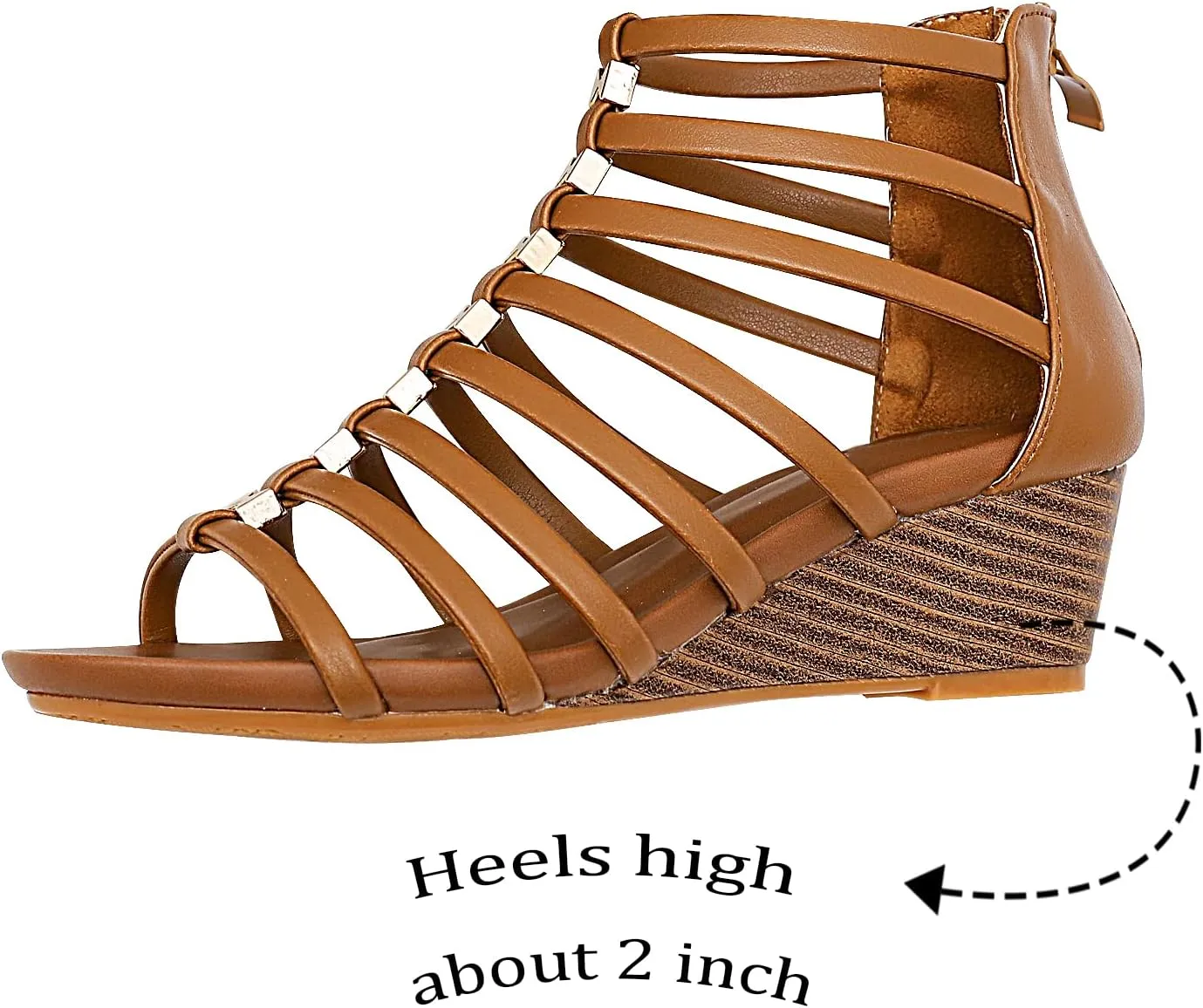 Womens Gladiator Sandals Zipper Strappy Wedge Sandal Roman Shoes For girls