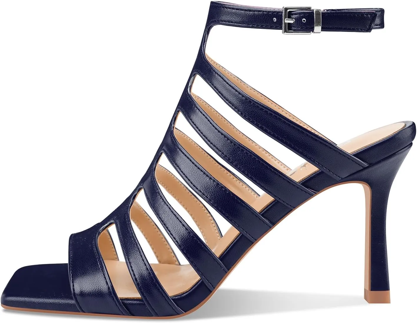 Women's High Heel Stiletto Sandals Open Square Toe T-Strap Stilettos Cutout Hollow Dress Slingback Heels Summer Strappy Comfy Shoes for Ladies Sexy Unique