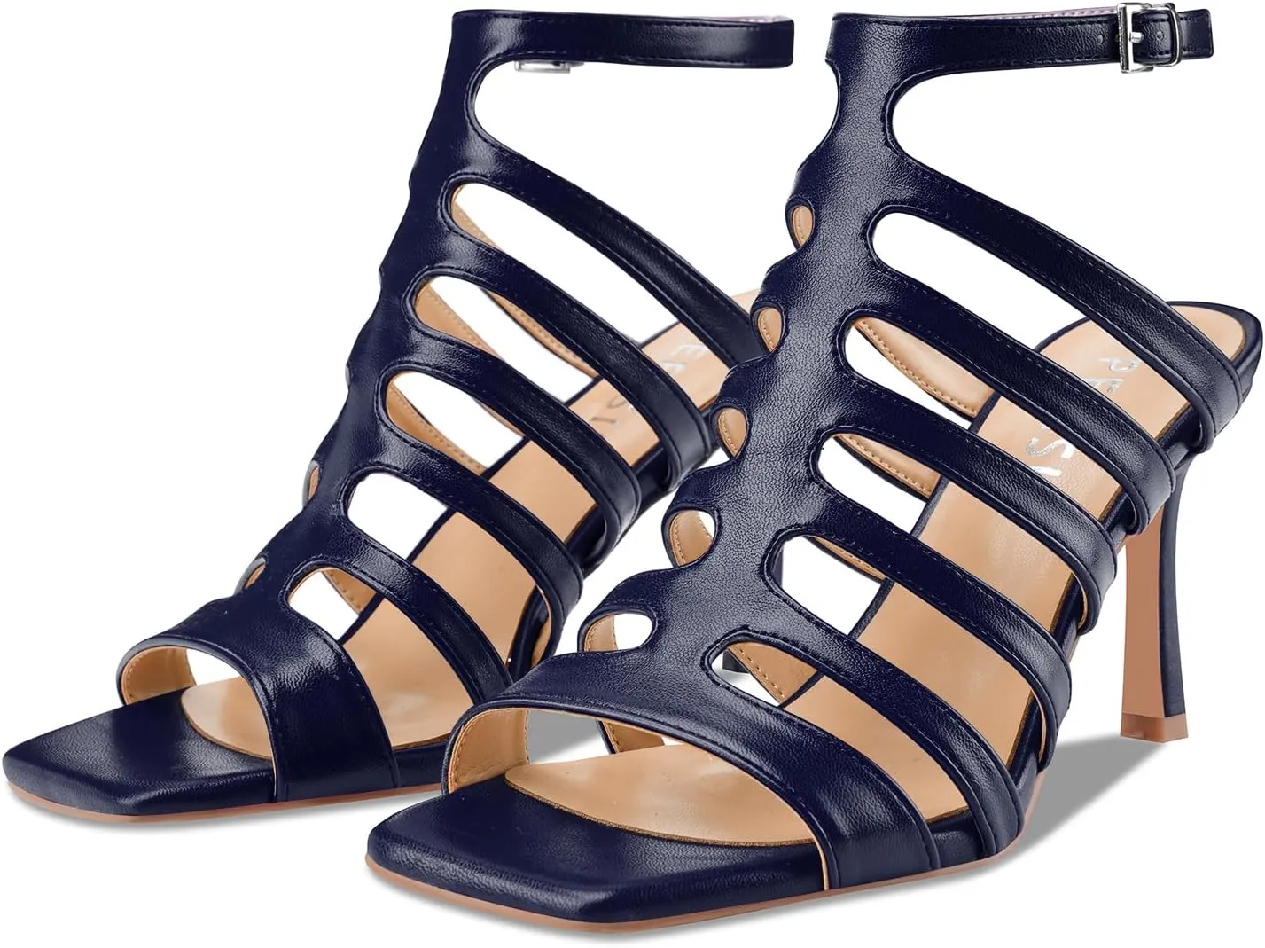 Women's High Heel Stiletto Sandals Open Square Toe T-Strap Stilettos Cutout Hollow Dress Slingback Heels Summer Strappy Comfy Shoes for Ladies Sexy Unique